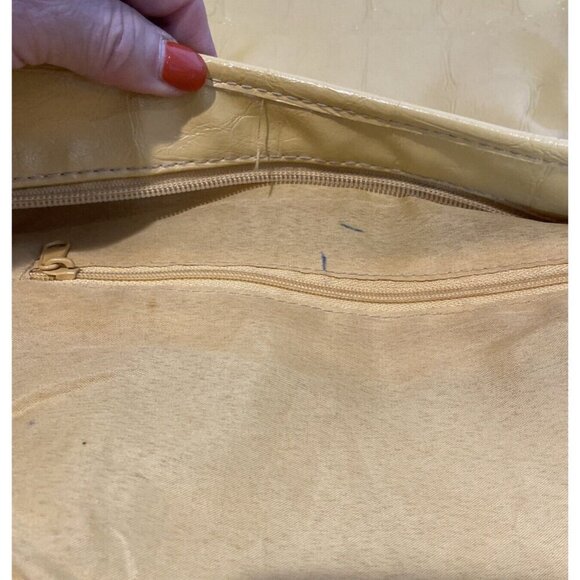 Vintage Y2K Hobo Shoulder Bag Mustard Yellow Faux Leather Croc Embossed Payless - Picture 12 of 16